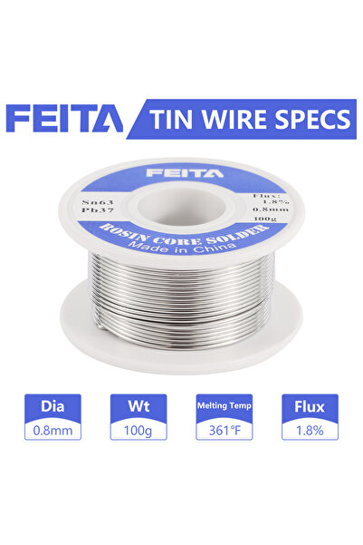 Choice سلك لحام 0.8 مم، 50 غرام، 63/37 قصدير، قلب صمغي لا يحتاج للتنظيف، بكرة...