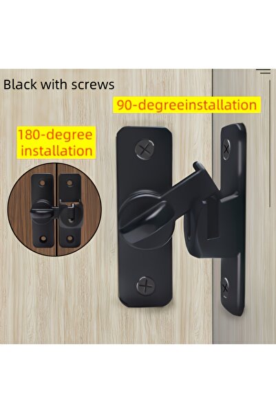 Choice قفل باب أسود مضاد للسرقة - دبوس منزلق قابل للتعديل بزاوية 90°/180°، دخ...