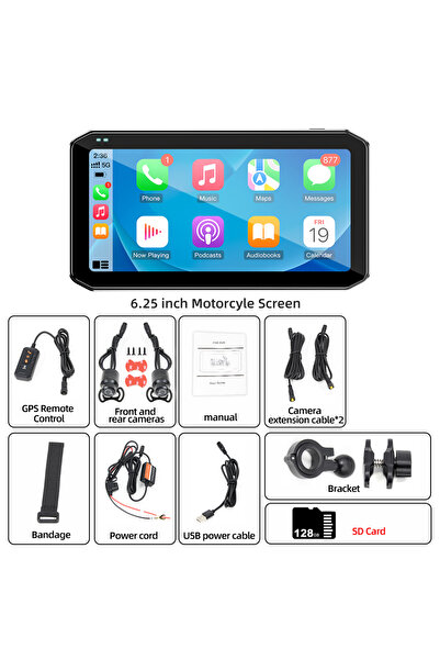 Choice شاشة مراقبة للدراجات النارية M629-128G مقاس 6.25 بوصة، مسجل فيديو رقمي...