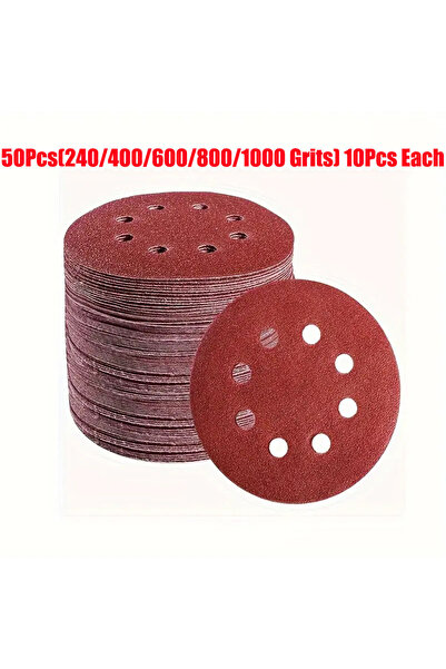 Choice مجموعة من 50 قطعة، 3 قطع، ورق صنفرة دائري 5 بوصة (125 مم)، ثمانية أقرا...