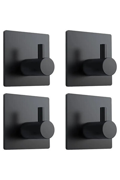 Choice خطافات مناشف لاصقة ذاتية اللصق سوداء اللون، 4 قطع، مصنوعة من الفولاذ ا...