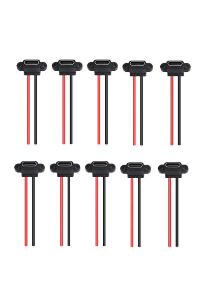 choice2 10pcs 5/10/15PCS Flat Black Type-C Female Chassis 2 Pin Type-C Female...