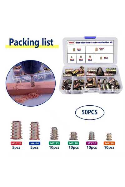 choice2 50PCS 50/75/130/230PCS Threaded Inserts Nut Combination Tool Kit for ...