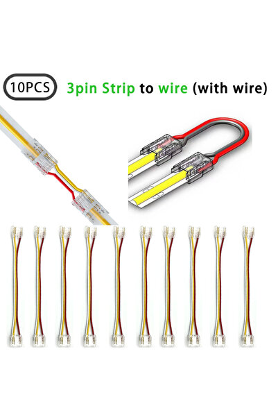 Choice 3Pin 10MM COB 10pcs Connector L 10PCS 3Pin CCT COB LED Strip Connector...