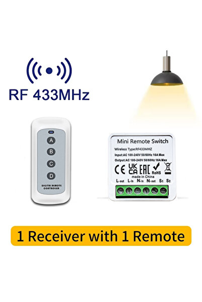 Choice جهاز استقبال واحد، جهاز تحكم عن بعد واحد، مفتاح لاسلكي ذكي بتردد 433 م...