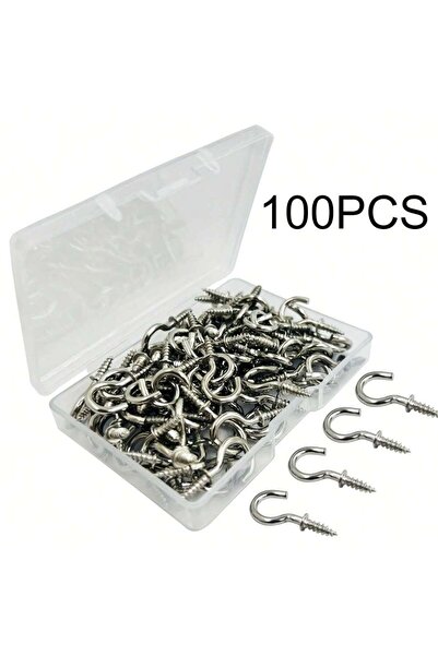 Choice1 خطافات لولبية صغيرة فضية اللون، 100 قطعة، مقاس 1/2 بوصة، خطافات معدني...