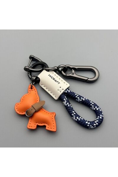 Choice Style 10 French Bulldog Keychain Handmade Genuine Leather, Braided Rop...