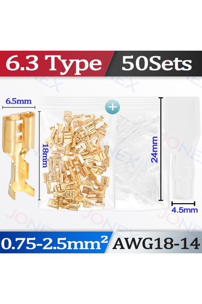 Choice1 مجموعة من 50 طقمًا من أطراف التوصيل الكهربائية من نوع F-6.3، ذات أطرا...