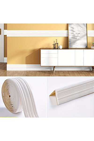 Choice 230cmx14cm white broaden 230cm/roll 3D foam wall trim strip sticker se...