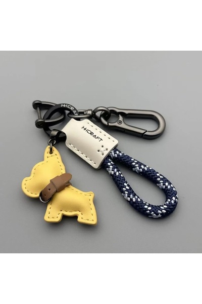 Choice Style 6 French Bulldog Keychain Handmade Genuine Leather, Braided Rope...