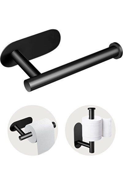 Choice حامل ورق تواليت أسود بدون حفر - بلاستيك ذاتي اللصق مقاوم للماء للحمام ...