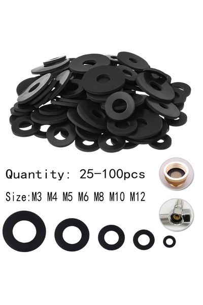 Choice M6x12mm 100PCS Black Plastic Flat Washer Spacer Rings Kit, M3 M4 M5 M6...