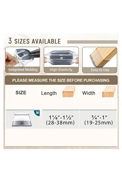 Choice 16 pcs M ( Fit 28-38mm ) 16PCS-Chair Leg Floor Protectors Rectangle Ch...