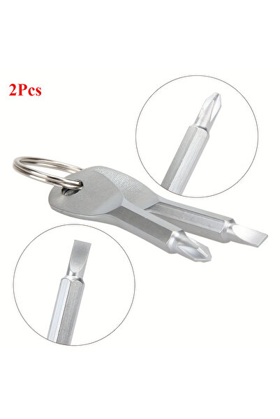 Choice1 2PCS Silver 2pcs Portable Phillips Screwdriver Keyring Set - Multifun...