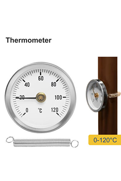 Choice 0-120℃ Stainless Steel Clamp-on Tube Thermometer On Tube Heating Sprin...