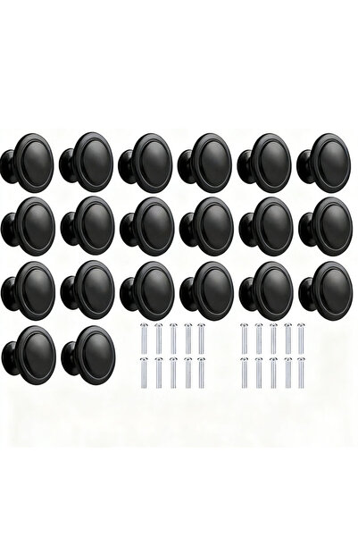 Choice مجموعة من 10 مقابض أدراج سوداء غير لامعة بفتحة واحدة - مقابض دائرية لل...