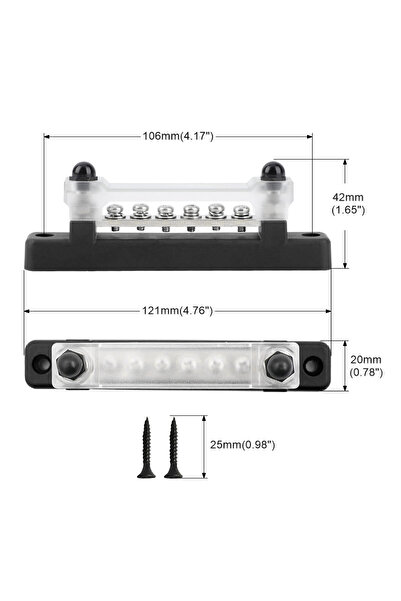 choice2 black 6 Way Car Terminal Blk Negative Bus Bar 12V 150A Terminal Blk 1...