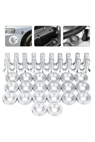Choice Silver 40pcs M6 Aluminum Hex Head Bolts & Fender Washer Screws - Unive...