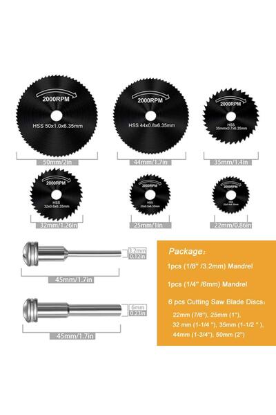 Choice 0.8mm 50mm 6mm Wood Cutting black 6Pcs Rotary Drill Saw Blades, Steel ...