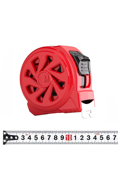 Choice شريط قياس قابل للسحب أحمر اللون، مزود بفرامل يدوية، بطول 5 أمتار وقطر ...