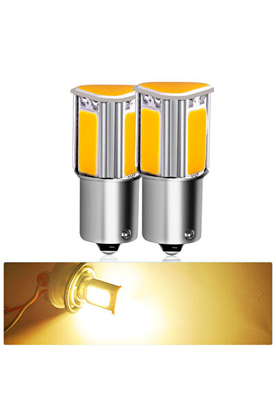 Choice7 2PCS BA15S Yellow 2PCS Big COB LED 1156 BA15S P21W 1157 BAY15D P21/7W...
