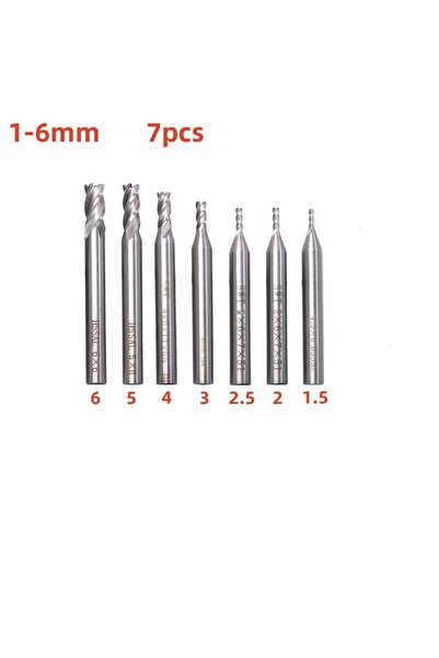 Choice1 1.5-6mm(7pcs) 7Pcs/10Pcs Milling Cutters 4-Flute Titanium Coated HSS ...