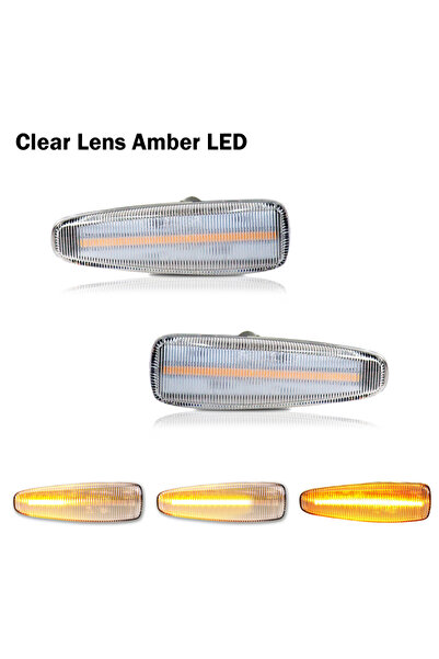 Choice عدسات شفافة، قطعتان، مصابيح LED جانبية ديناميكية بلون كهرماني لسيارات ...