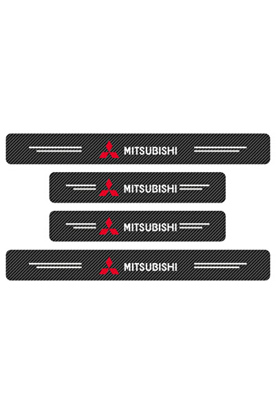 Mitsubishi 4pcs Car Door Threshold Scuff Plate Carbon Fiber Decals Stickers F...