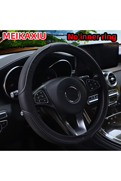 Choice غطاء عجلة قيادة من الجلد الصناعي الرمادي BK، منقوش، دائري بدون إطار، م...