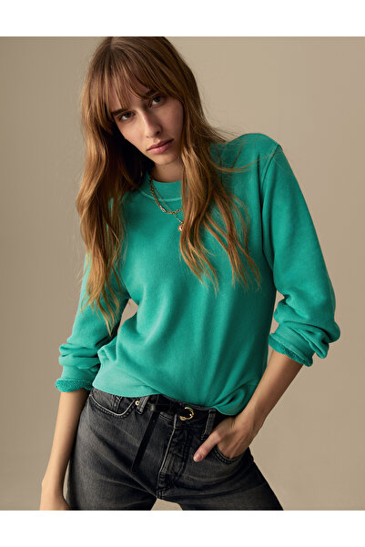 Marks & Spencer Saf Pamuklu Yuvarlak Yaka Sweatshirt