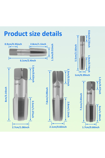 Choice مجموعة صنابير أنابيب NPT مكونة من 5 قطع، بأحجام 1/8 بوصة، 1/4 بوصة، 3/...