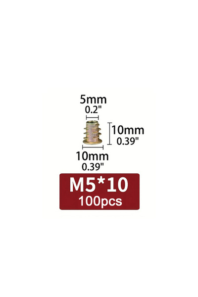 Choice3 M5x10 100pcs 100-Pack M4/M5/M6 Threaded Insert Nuts Hex Drive for Woo...