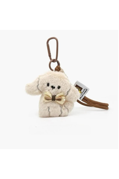 Choice تعليقة جرو قطيفة أبيض لطيف، إكسسوار حقيبة على شكل فيونكة على شكل قلب ل...