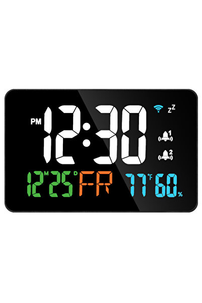 Choice ساعة سطح المكتب Tuya WiFi بيضاء اللون مع تقويم ذكي ومقياس حرارة ورطوبة...