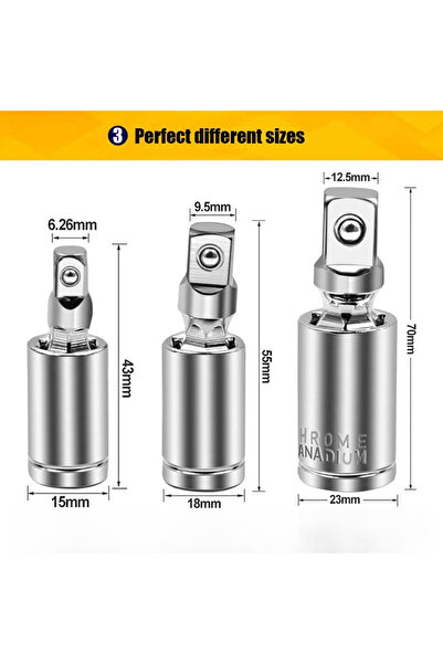 Choice 360Degree 3PCS Ratchet Wrench Socket Converter Sleeve Head Adapter 1/2...