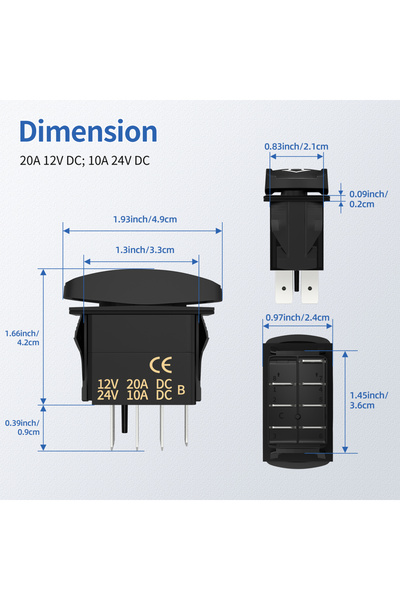 Choice مفتاح هزاز لحظي مزود بمؤشر LED أزرق، يعمل بجهد 12 فولت و24 فولت، يدعم ...