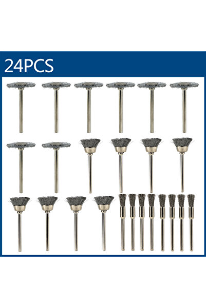 Choice مجموعة فرشاة تلميع سلكية فولاذية مكونة من 24 قطعة، ساق 3 مم، مناسبة لأ...