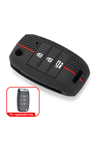Choice غطاء مفتاح سيارة أسود قابل للطي مصنوع من السيليكون لسيارات كيا سيد، ري...