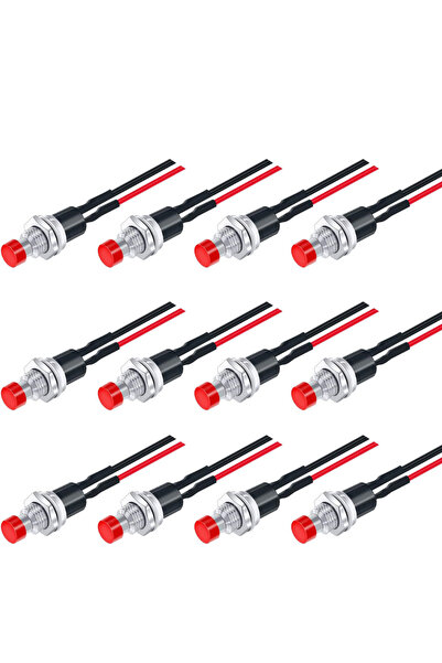 Choice 12 قطعة مفتاح ضغط لحظي أحمر، 12 فولت/250 فولت، ثنائي الأطراف SPST، 7 م...