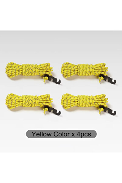 Choice حبال شد خارجية بطول 4 أمتار وقطر 3 مم، لون أصفر، 4 قطع، حبال تخييم عاك...