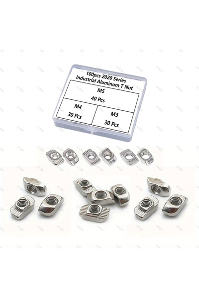 Choice 100pcs 100pcs 2020 Series Industrial Aluminum T Nuts: M3/M4/M5 Slot Ha...
