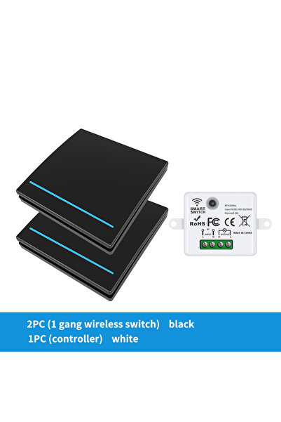 Choice17 مفتاح لاسلكي أسود أحادي المخرج 2V1 بتردد 433 ميجاهرتز مع شريط فوسفور...