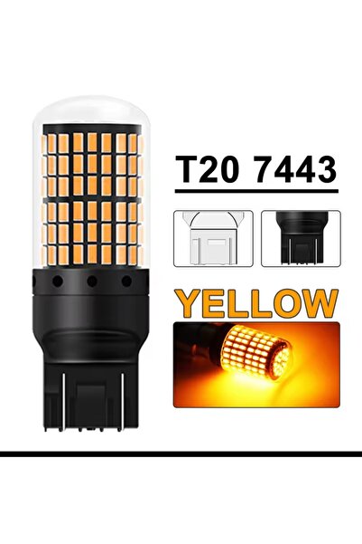 Choice1 7443 W21/5W T20 قطعتان أصفر 7443 7440 لمبة LED بيضاء للضوء الخلفي، 74...