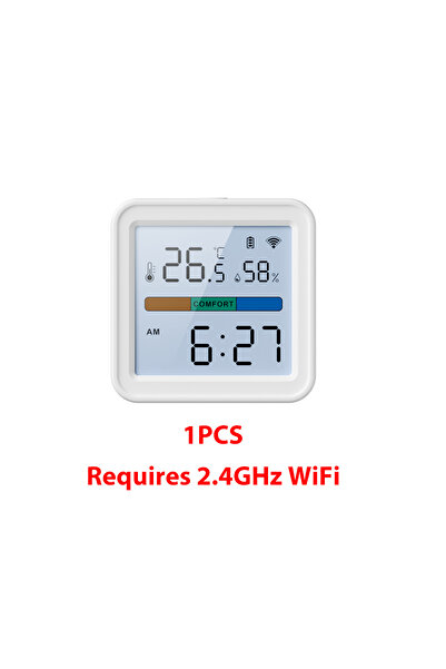Choice مقياس حرارة ورطوبة لاسلكي أبيض من تويا مزود بإضاءة خلفية، يدعم قياس در...