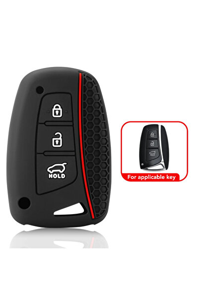 Choice حافظة مفاتيح سيارة من السيليكون بثلاثة أزرار لسيارات هيونداي جراند سان...