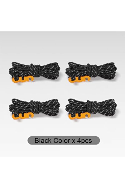 Choice حبال شد خارجية سوداء بطول 4 أمتار وقطر 3 مم، 4 قطع، حبال تخييم عاكسة م...