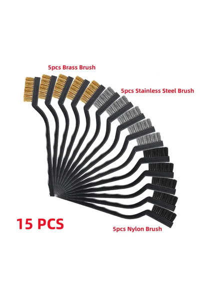 Choice1 مجموعة فرش سلكية مكونة من 15 قطعة (3/15 قطعة) بمقابض منحنية لتنظيف خب...