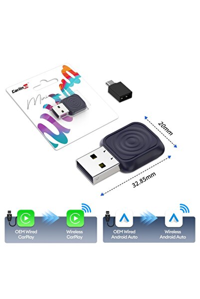 Choice محول Mini Ultra CarlinKit 5.0 اللاسلكي Mini Ultra CarPlay 2 في 1 واي ف...