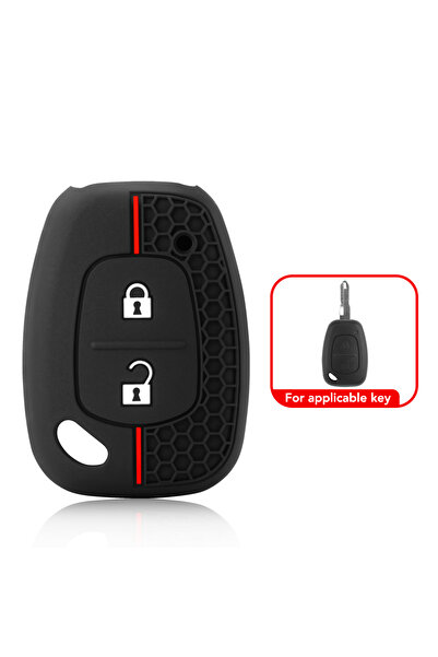 Choice غطاء مفتاح سيارة من السيليكون الأسود بزرين، مناسب لسيارات رينو ترافيك ...