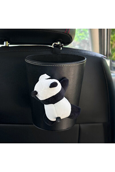 Choice سلة مهملات سيارة سوداء مع دمية باندا كرتونية لطيفة على شكل دب، مناسبة ...